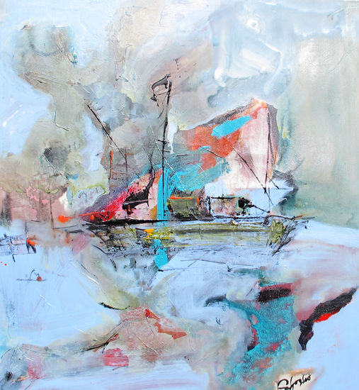 Viaje Mixed media Textile Marine Painting