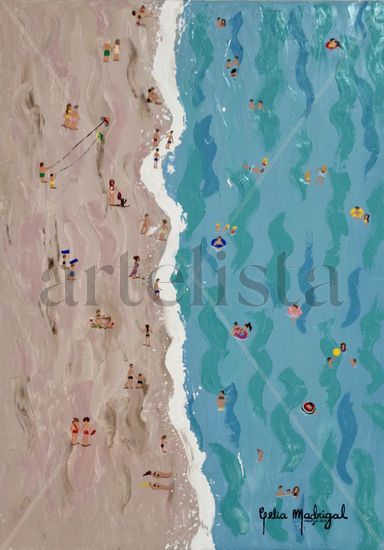 Vacations On the Beach Oil Canvas Marine Painting