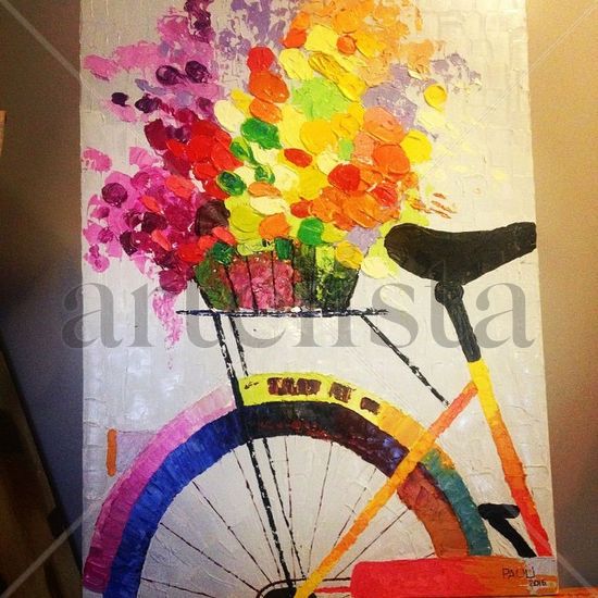 Flores en camino Oil Canvas Floral Painting