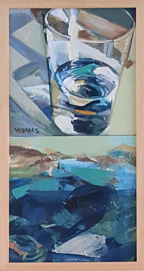 Vaso de agua Oil Panel Still Life Paintings