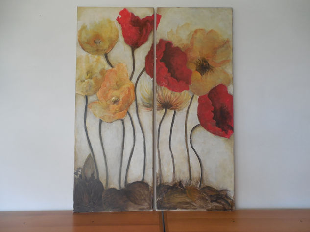 AMAPOLAS Acrylic Canvas Floral Painting