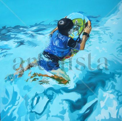 Juegos de agua Oil Canvas Figure Painting