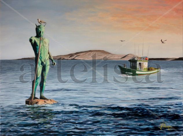 Neptuno de Melenara Oil Canvas Landscaping