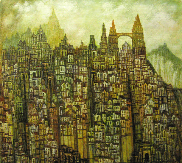 city dreamed Oil Canvas Landscaping