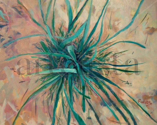 Planta en la arena Oil Canvas Floral Painting