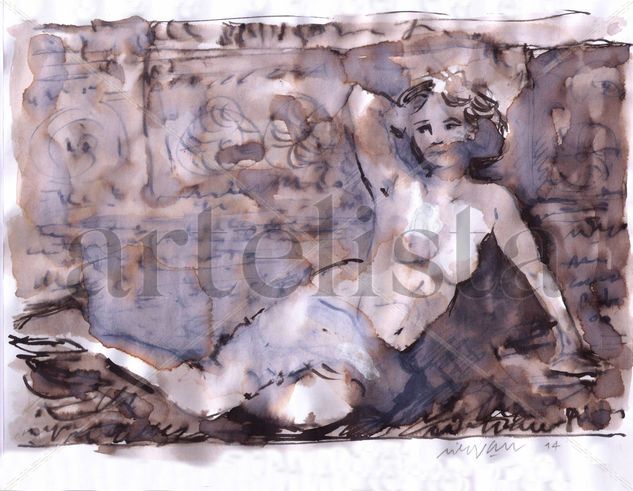 Desnudo femenino vintage Mixed Media