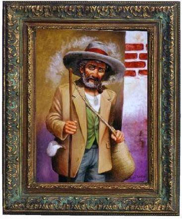 viejo con macuto Oil Canvas Landscaping