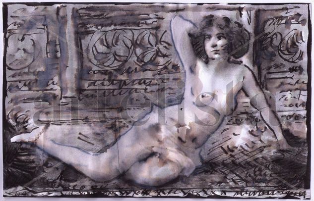 Desnudo femenino vintage Mixed Media