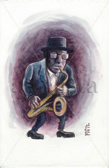 sax man Media Mixta Papel Figura