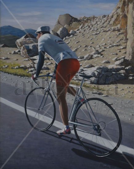 CICLISTA (oleo s. lienzo 50x40) Óleo Lienzo Deportes