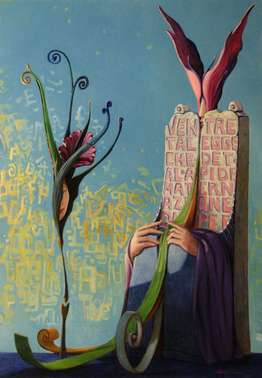 FLOR CORTADA -( enmarcado ) Mixed media Panel Figure Painting