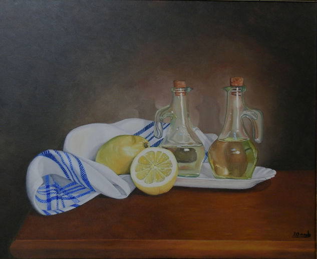 Vinagrera y limones Oil Canvas Still Life Paintings