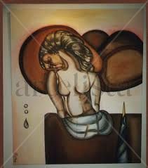 mujer y nube Acrylic Canvas Figure Painting