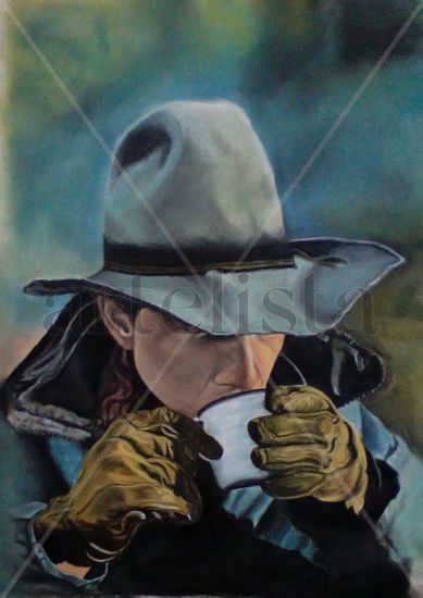 cowboy Pastel Card Figure Painting