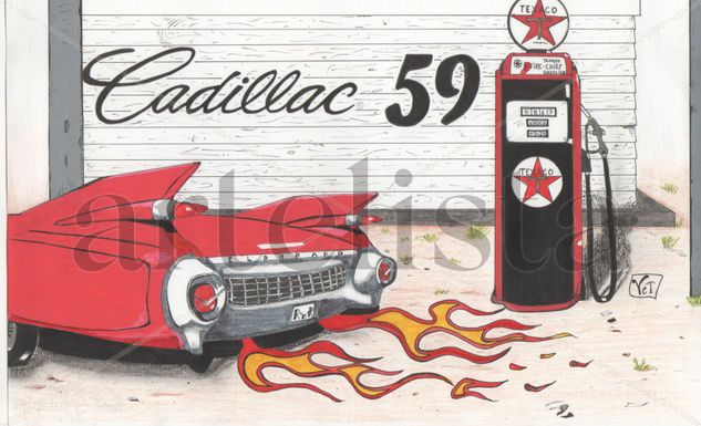 Cadillac 59 Texaco Mixed Media