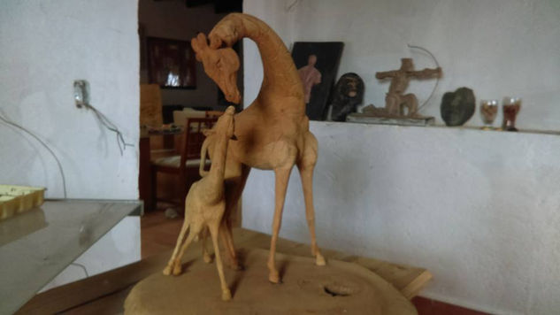 Familia jirafas Wood Figurative