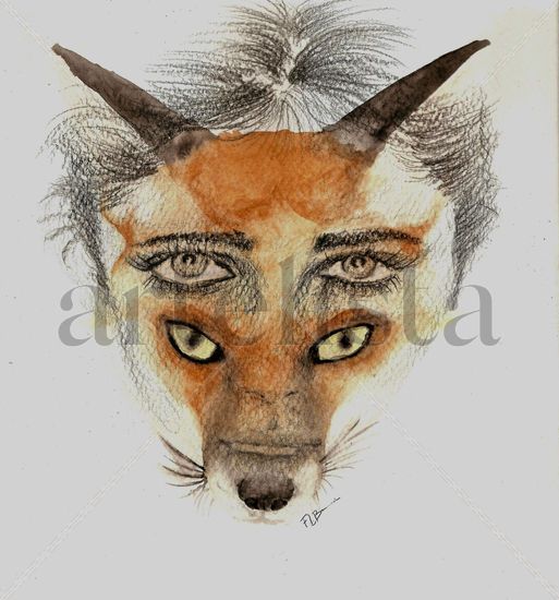 Fox Acuarela Papel Retrato