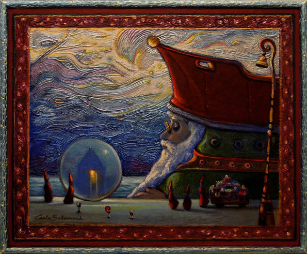 La nave de los regalos de Navidad - ( enmarcado ) Acrylic Panel Figure Painting