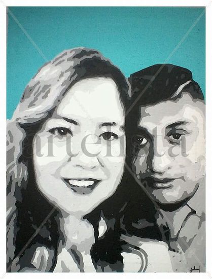 Retrato de Pareja Acrylic Canvas Portrait