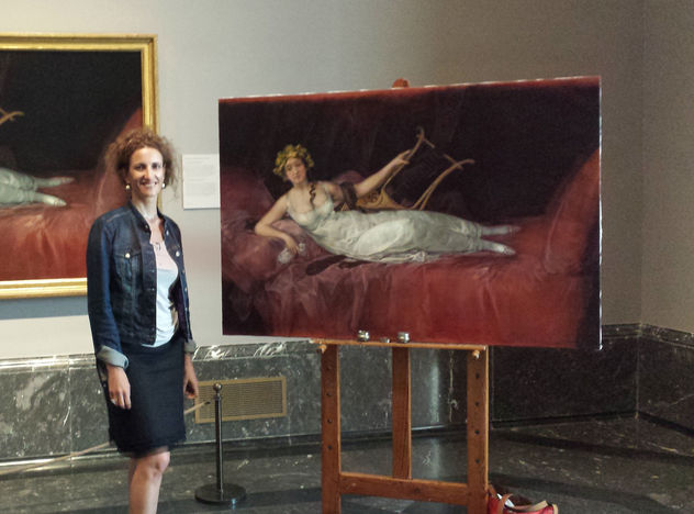 Copiando La marquesa de Santa Cruz, de Francisco de Goya y Lucientes