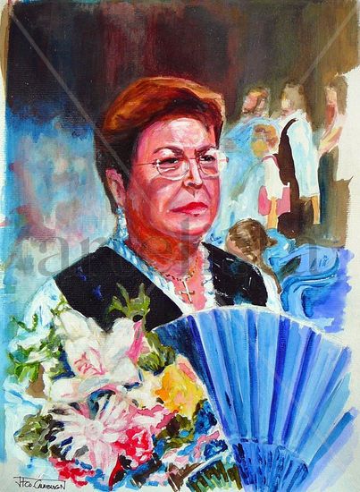 Mi madre, Virtudes Navarro Acrylic Paper Portrait