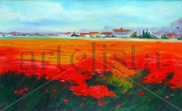 Paisaje de amapolas Oil Paper Landscaping