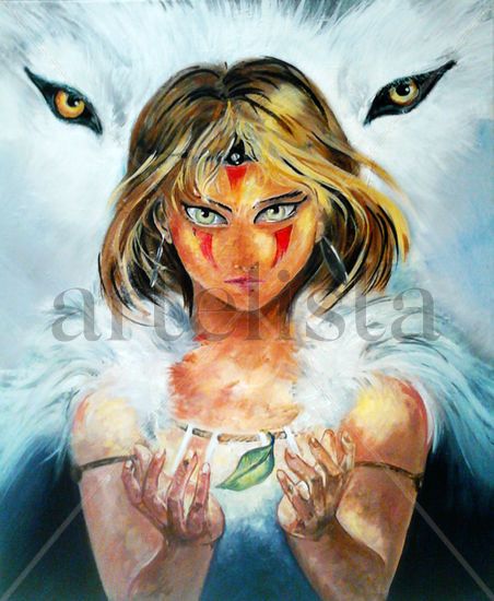 Princesa Mononoke  fan art Wenqing Yan) Oil Canvas Figure Painting