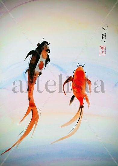Koi Koi Ink Paper Marine Painting