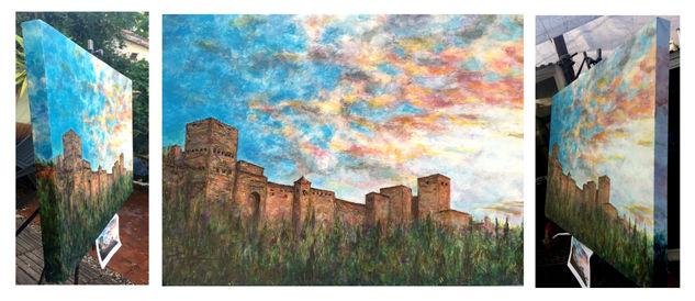 La Alhambra desde el Rio Darro Acrylic Canvas Landscaping