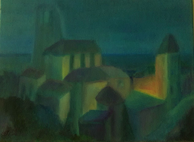 noche en la abadia Oil Canvas Landscaping