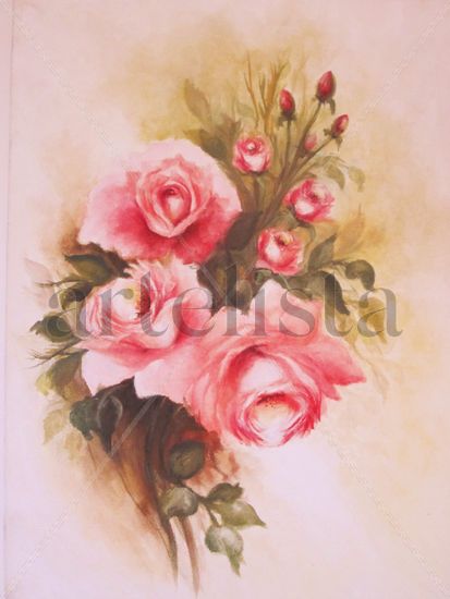 ROSAS Watercolour Canvas Floral Painting