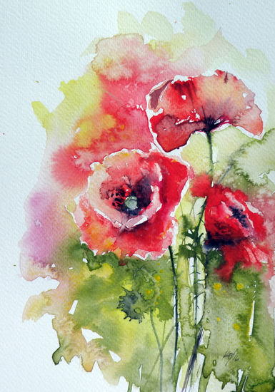 Poppies of summer Watercolour Paper Floral Painting