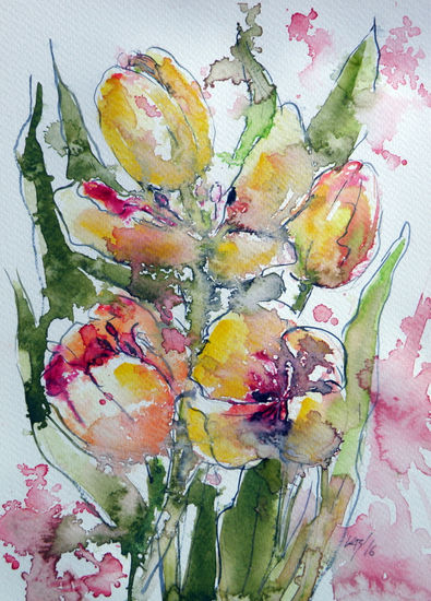 Tulips Watercolour Paper Floral Painting