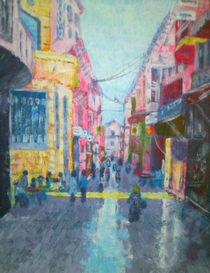 Calle mayor Gouache Cartulina Paisaje