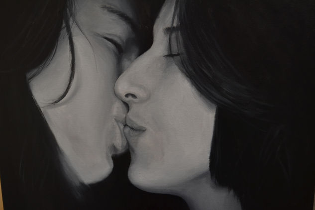 El beso Óleo Lienzo Retrato