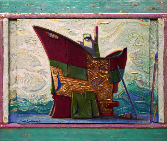 EN MANTENIMIENTO, EL barco de los sueños - ( enmarcado) Acrylic Panel Figure Painting