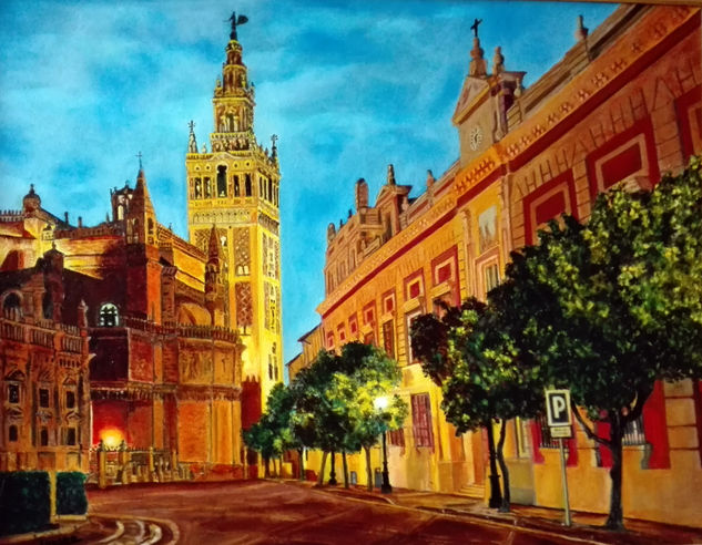 La giralda de noche Oil Canvas Landscaping