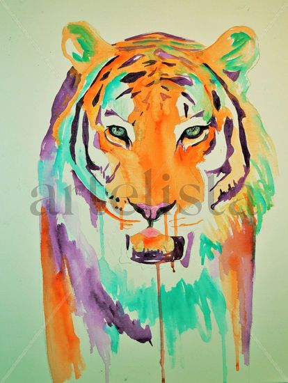 Tigre en colores Acrílico Lienzo Animales