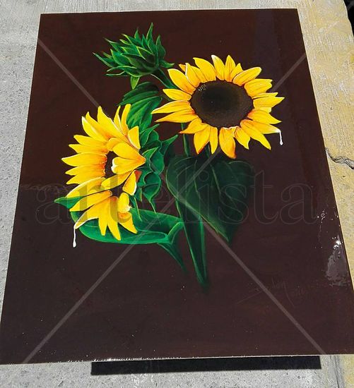 Girasoles Acrylic Panel Floral Painting