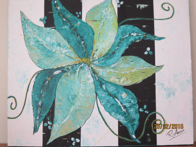 Flor verde Acrylic Canvas Floral Painting