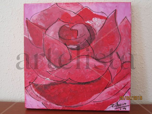 Rosa roja Acrylic Canvas Floral Painting