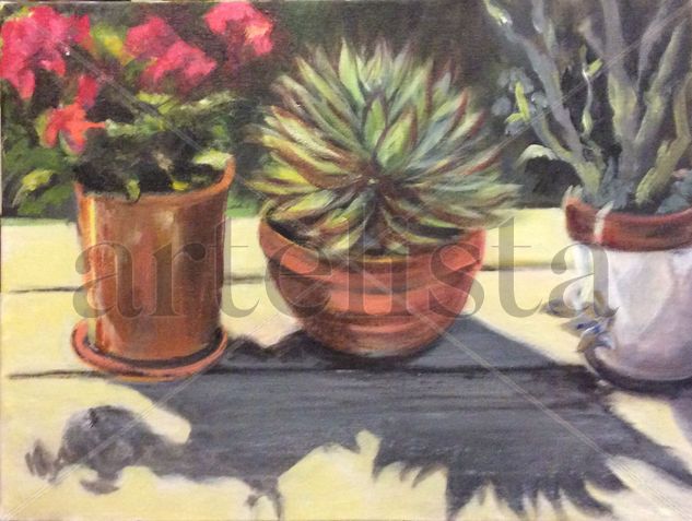 Una estoneta al jardí Acrylic Canvas Floral Painting