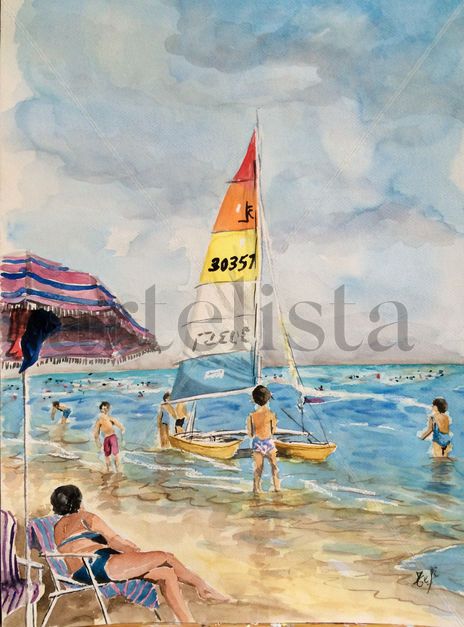 Velero en la playa