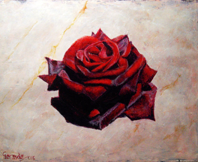 Rosa sobre mármol Oil Canvas Floral Painting