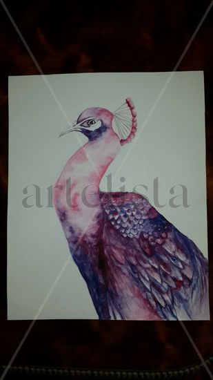 Pinky peacock Watercolour Card Animals