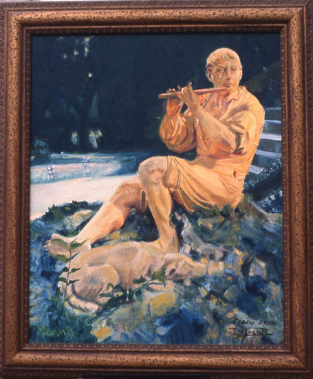 FIGURA DE PASTOR EN EL RETIRO Oil Panel Landscaping