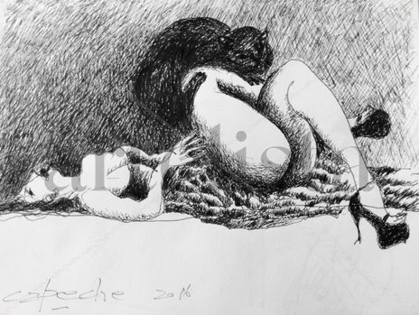 Ella y el gato.