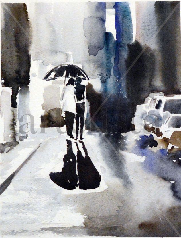 Reflejos de Lluvia, Momentos Románticos en Acuarela
