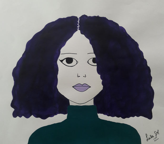 Purple Girl Acrílico Papel Retrato