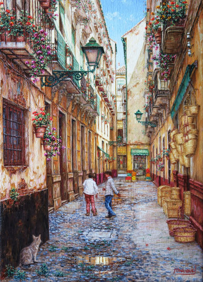 Calle Horno Oil Canvas Landscaping